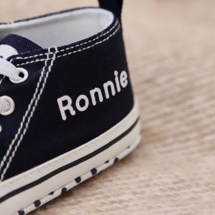 Personalised Navy Baby High Top Shoes