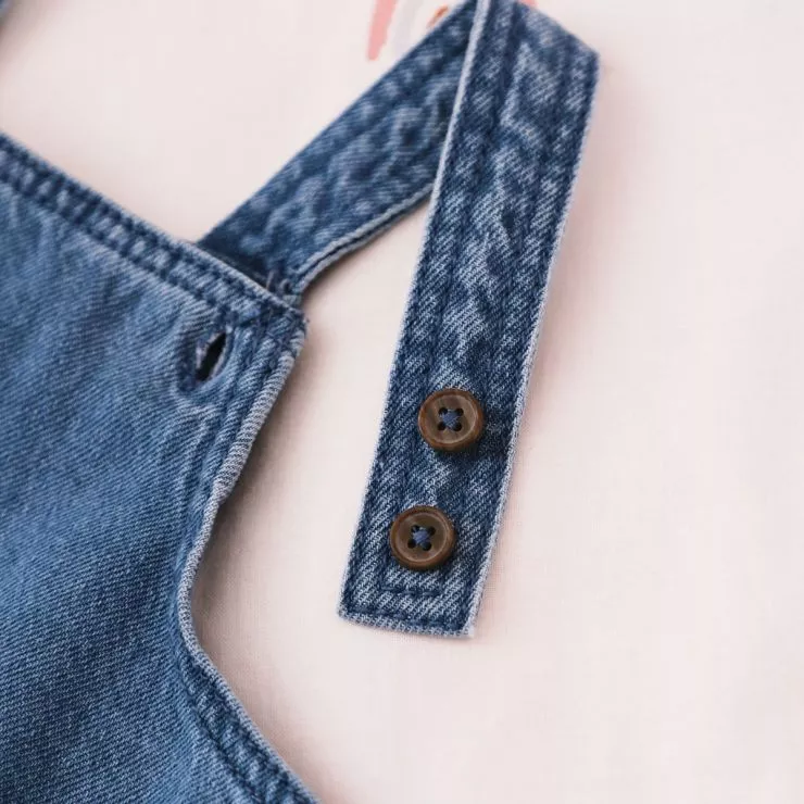 Personalised Floral Design Denim Dungarees