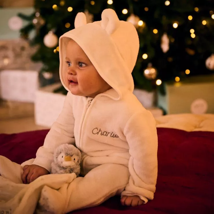 Personalised Ivory Fleece Onesie