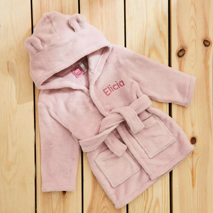 Personalised Pink Hooded Fleece Robe