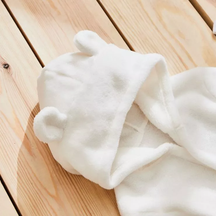Personalised Ivory Hooded Fleece Robe