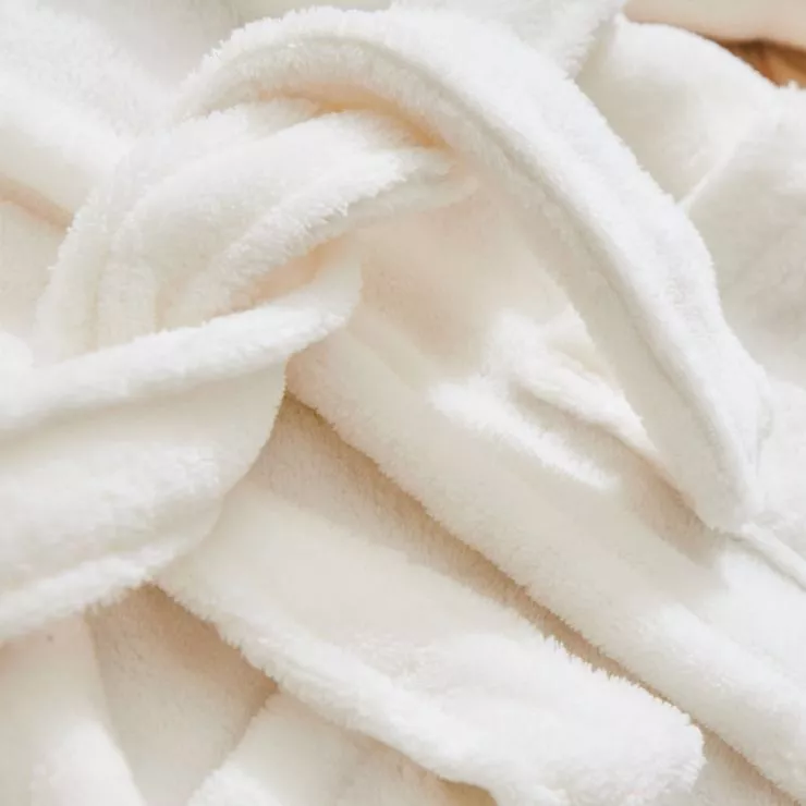 Personalised Ivory Hooded Fleece Robe