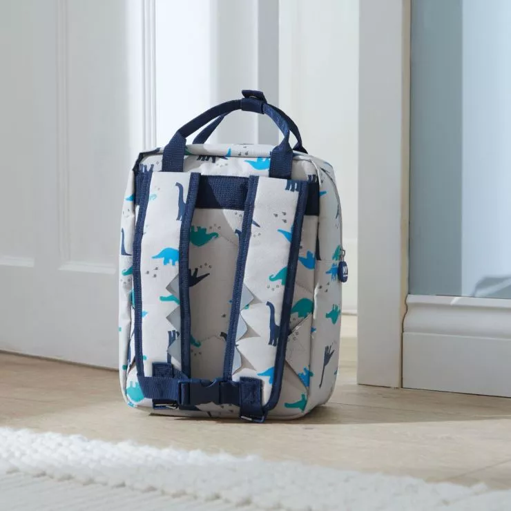 Personalised Grey Dinosaur Print Medium Backpack