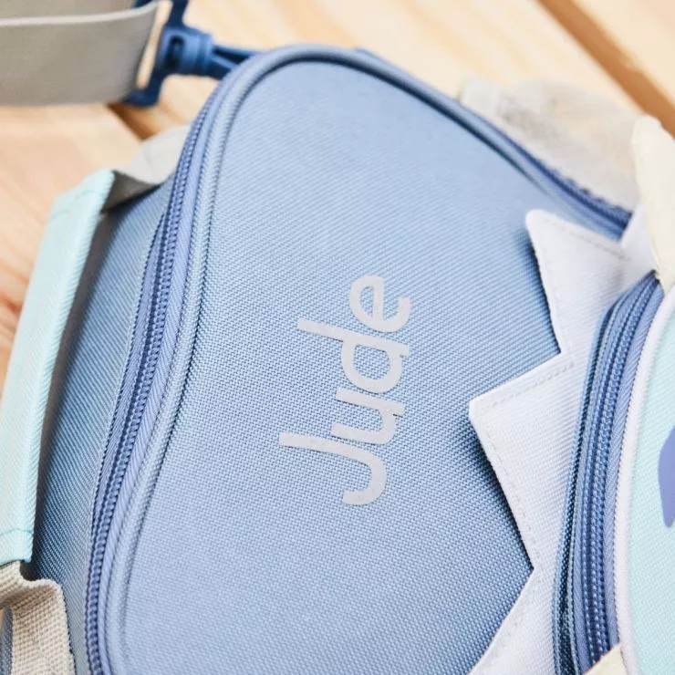 Personalised Blue Dinosaur Lunch Bag
