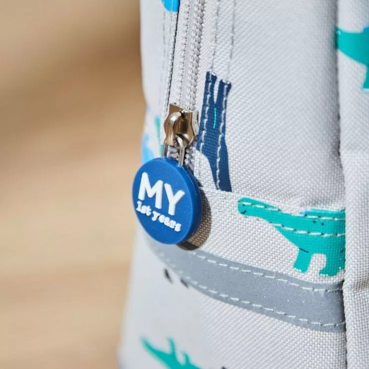 Personalised Grey Dinosaur Print Lunch Bag