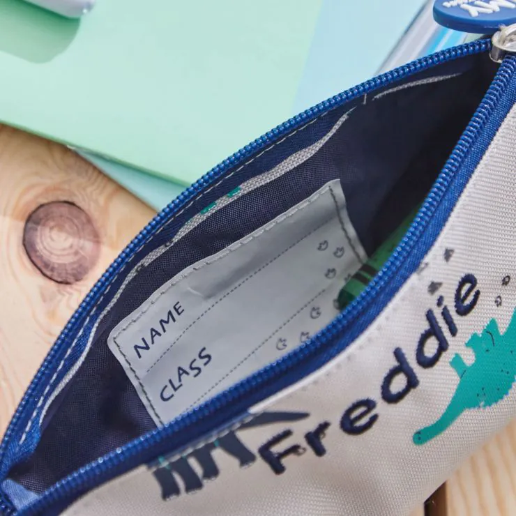 Personalised Grey Dinosaur Pencil Case