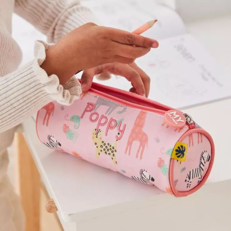 Personalised Pink Safari Pencil Case