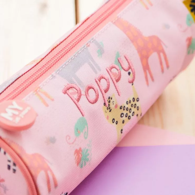 Personalised Pink Safari Pencil Case