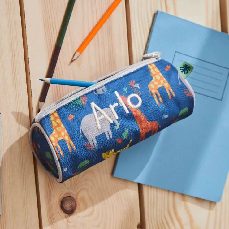 Personalised Blue Safari Pencil Case