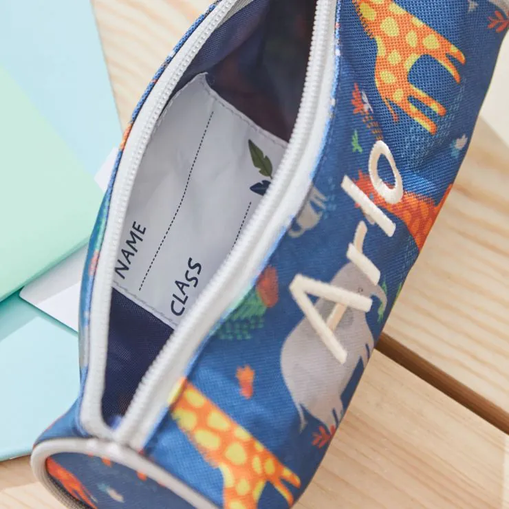 Personalised Blue Safari Pencil Case
