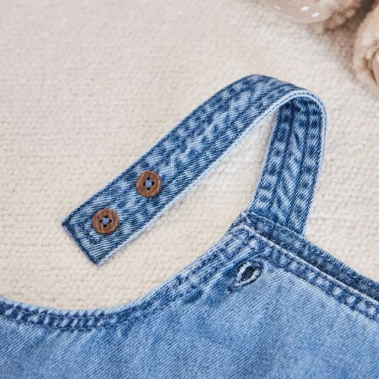 Personalised Elephant Design Short Legged Denim Dungarees