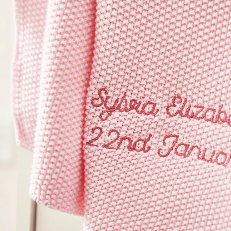 Personalised Pink Textured Knit Baby Shawl
