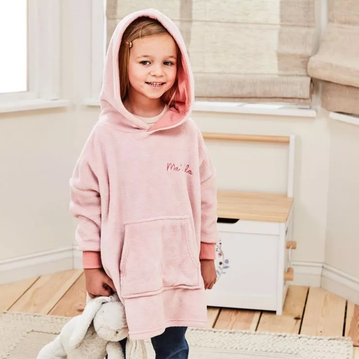 Personalised Pink Fleece Oversized Hoodie