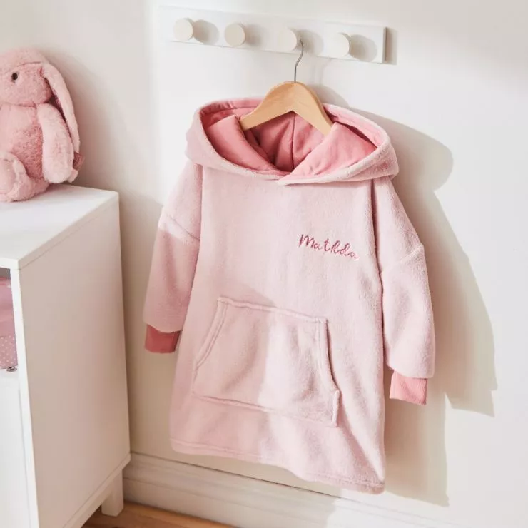 Personalised Pink Fleece Oversized Hoodie