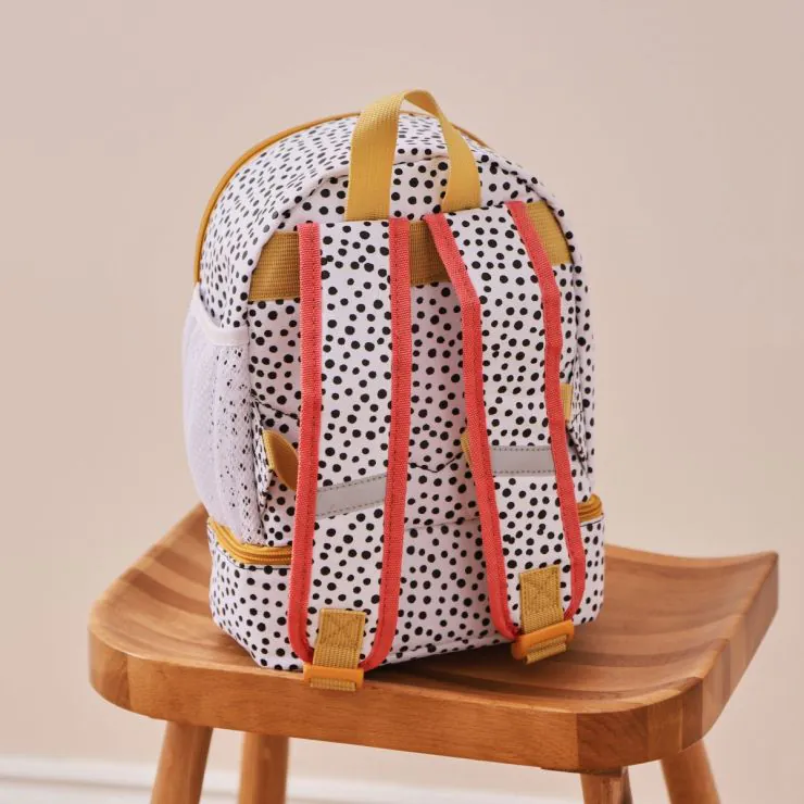 Personalised Black and White Polka Dot Mini Backpack with Compartment