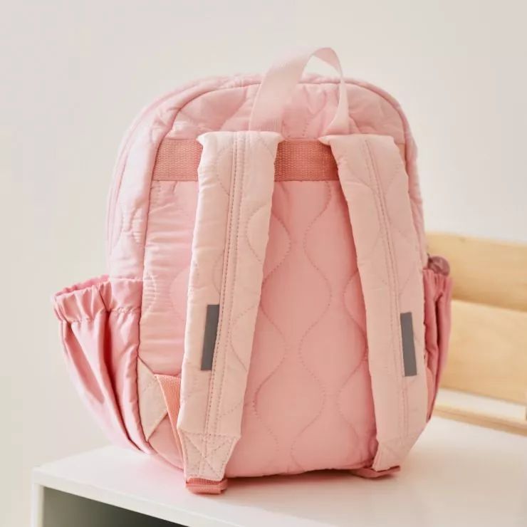 Personalised Pink Quilted Medium Backpack