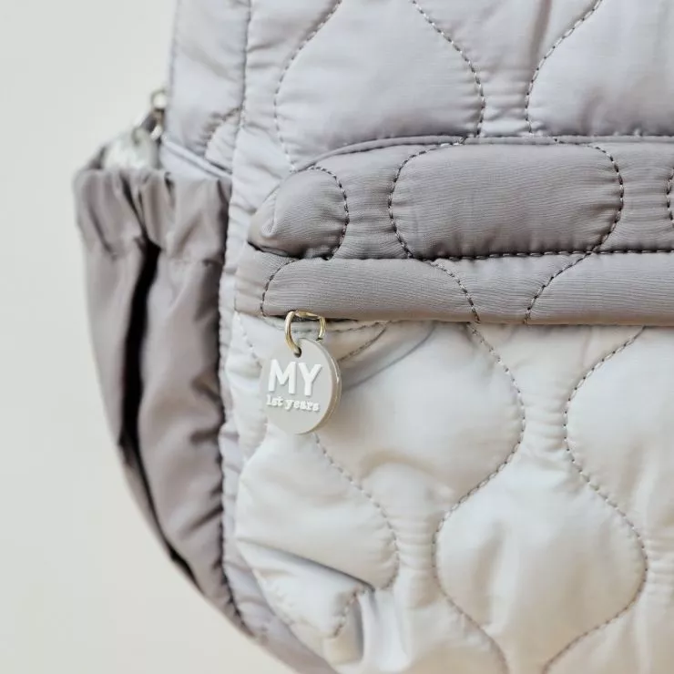 Personalised Grey Quilted Medium Backpack