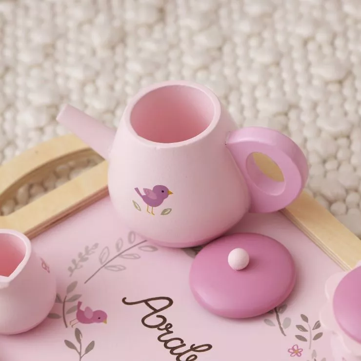 Personalised Pink Wooden Tea Set Toy FSC®
