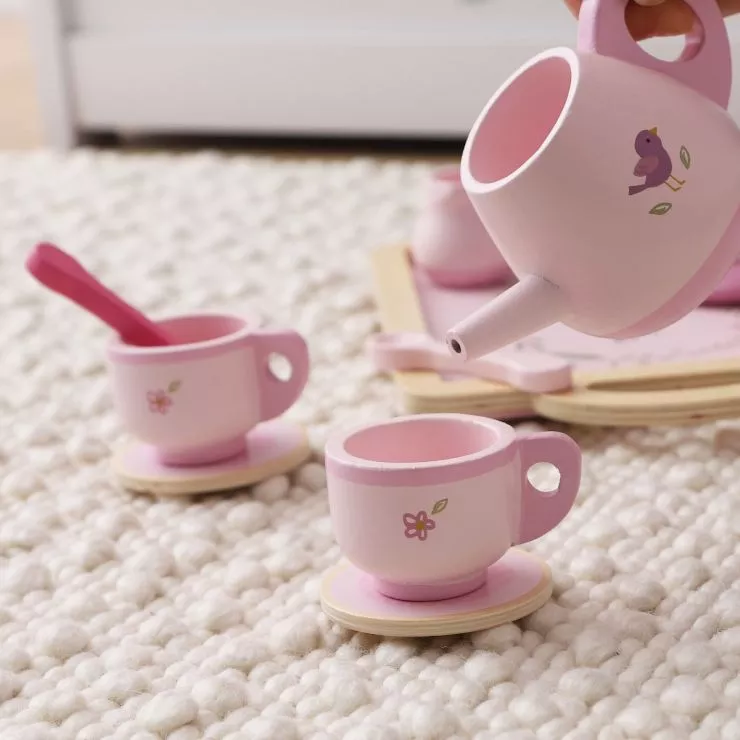 Personalised Pink Wooden Tea Set Toy FSC®