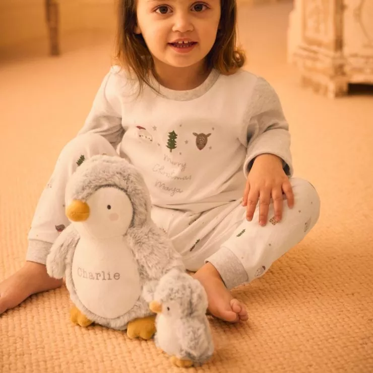 Personalised Grey Penguin Soft Toy