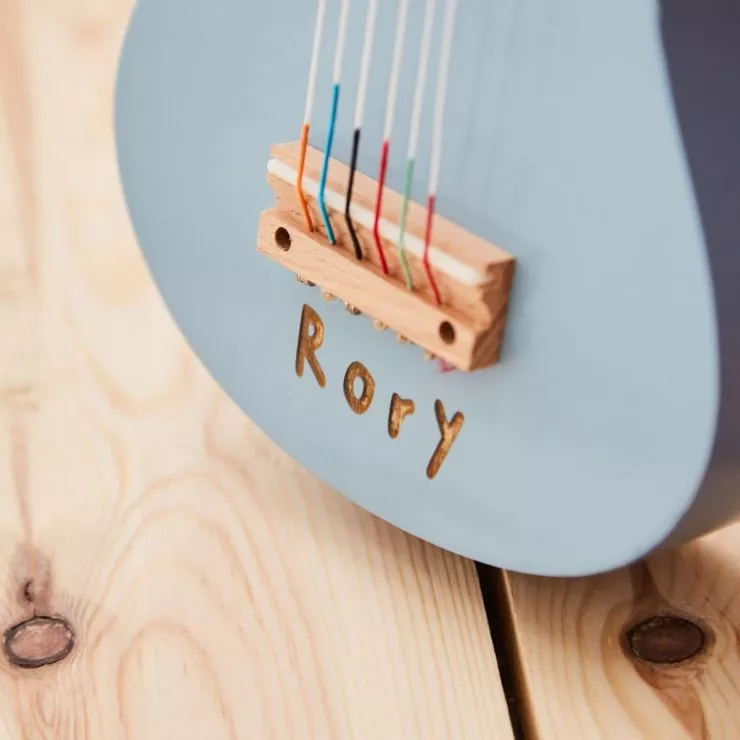 Personalised Blue Guitar Wooden Toy