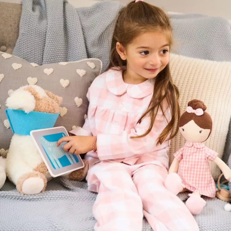Personalised My 1st Doll in Pink Dress - Brown Hair