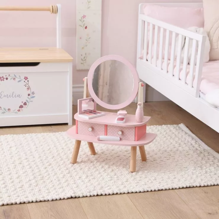 Personalised Pink Wooden Vanity Set