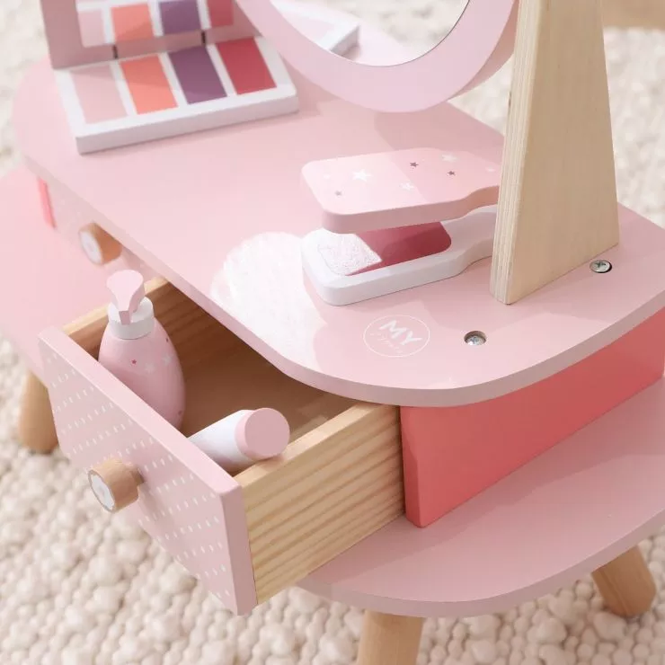 Personalised Pink Wooden Vanity Set