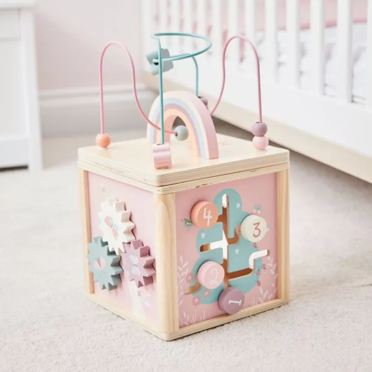 Personalised Pink Wooden Activity Cube FSC®