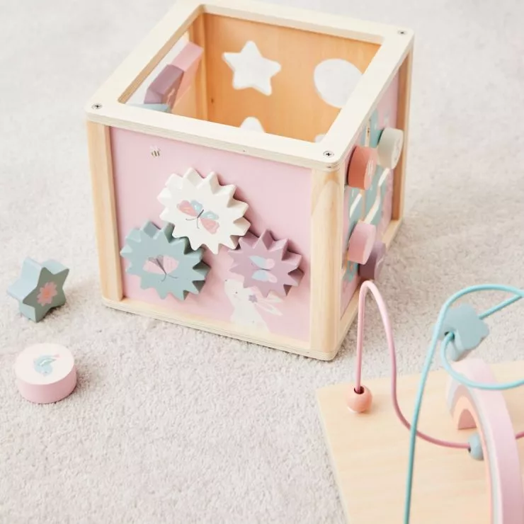 Personalised Pink Wooden Activity Cube FSC®