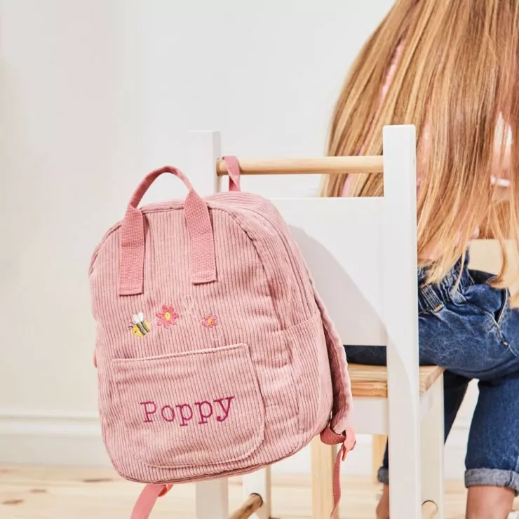 Personalised Pink Bumblebee Design Cord Mini Backpack