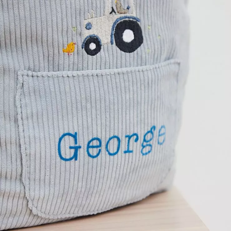 Personalised Blue Farmyard Design Cord Mini Backpack