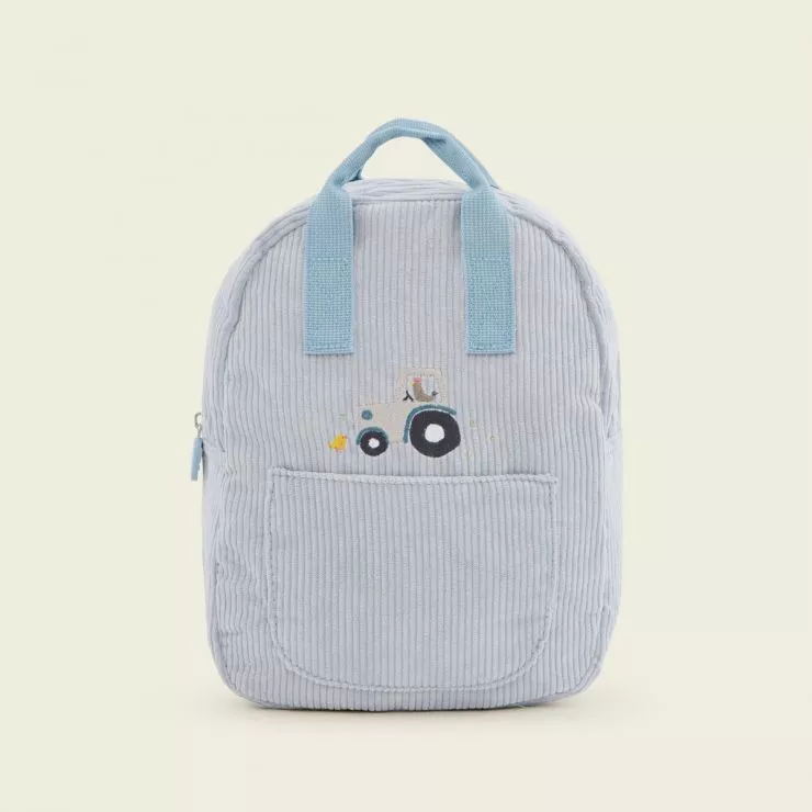 Personalised Blue Farmyard Design Cord Mini Backpack