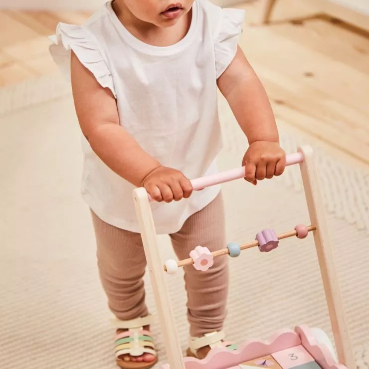 Personalised Pink Push-Along Activity Walker With Blocks FSC®
