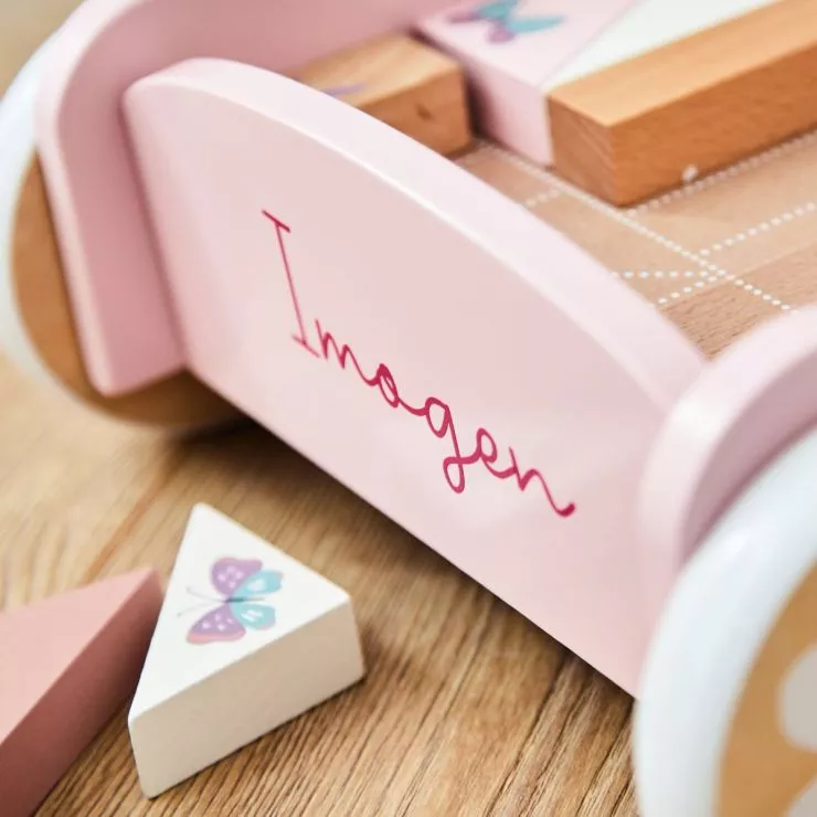 Personalised Pink Push-Along Activity Walker With Blocks FSC®