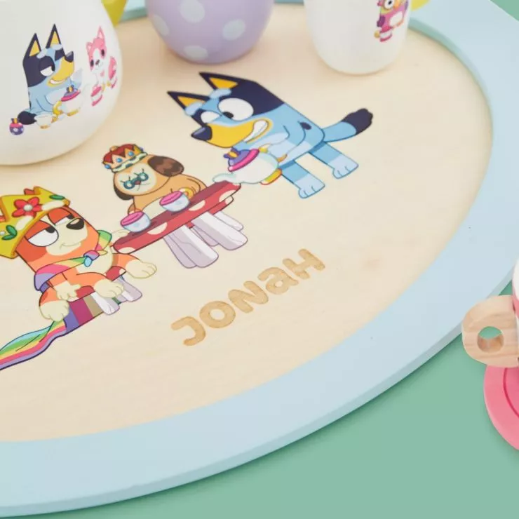 Personalised Bluey Wooden Tea Party Set