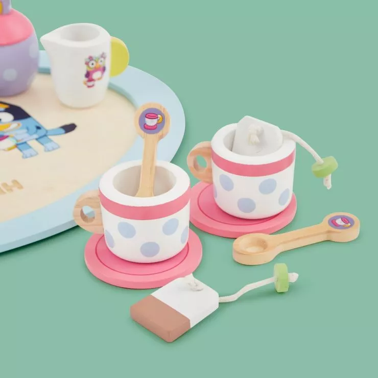 Personalised Bluey Wooden Tea Party Set