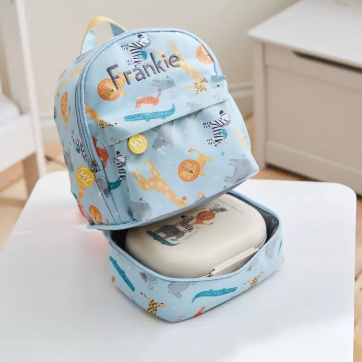 Personalised Cream Safari Design Lunch Box