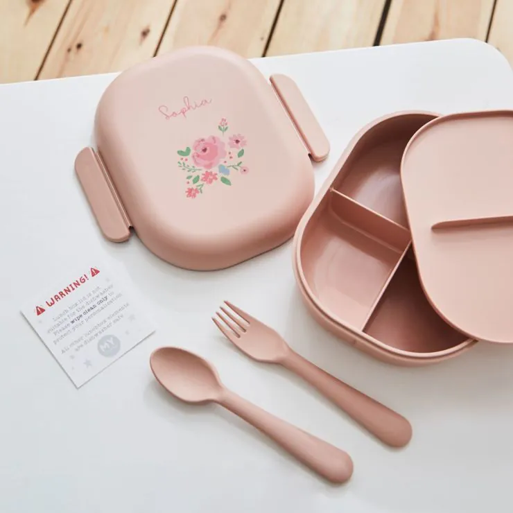 Personalised Pink Floral Design Lunch Box