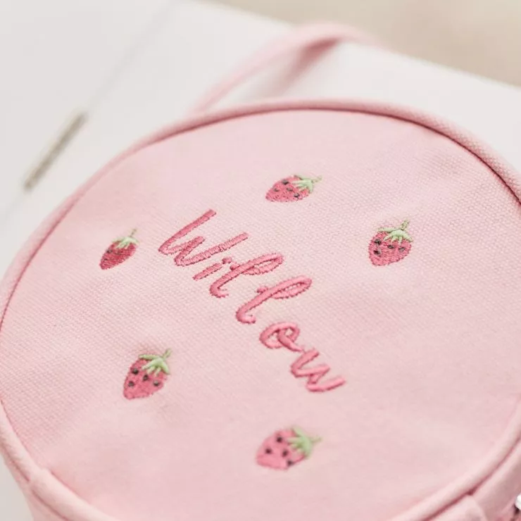 Personalised Strawberry Design Pink Handbag