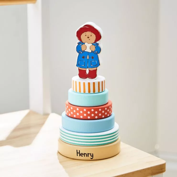Personalised Wooden Paddington Bear Stacker Toy