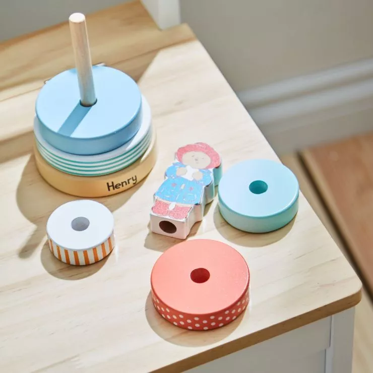 Personalised Wooden Paddington Bear Stacker Toy