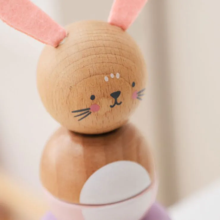 Personalised Pink Wooden Bunny Stacker Toy