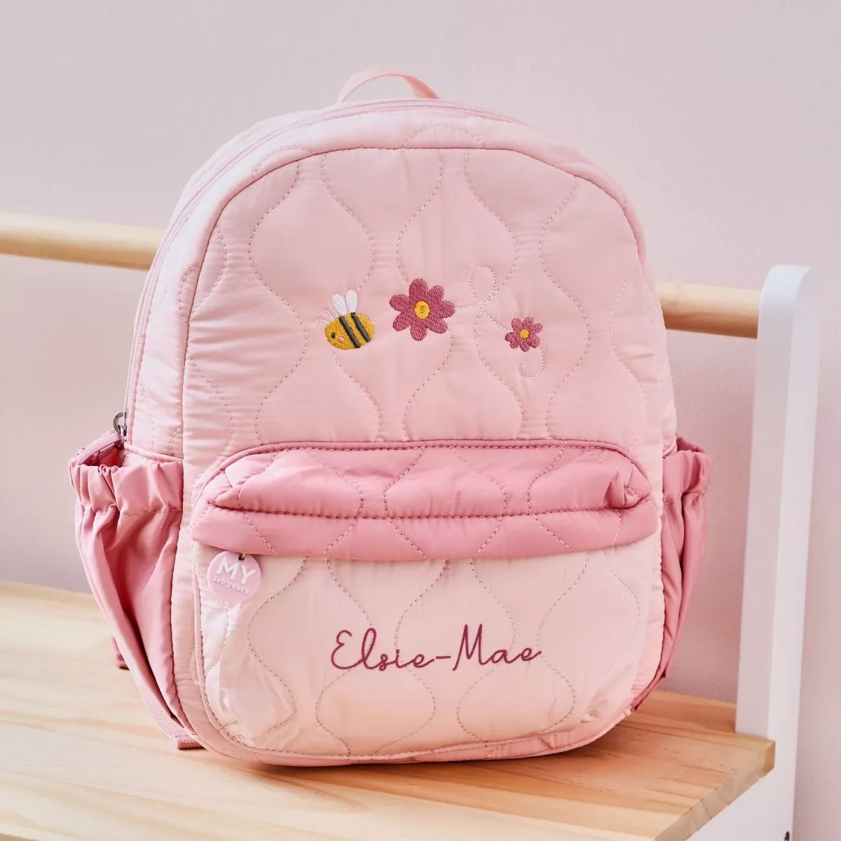 Personalised Bumblebee Quilted Medium Backpack