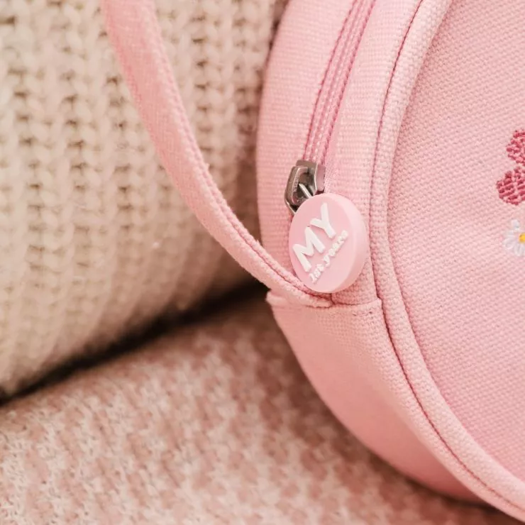 Personalised Floral Cross-Stitch Pink Handbag