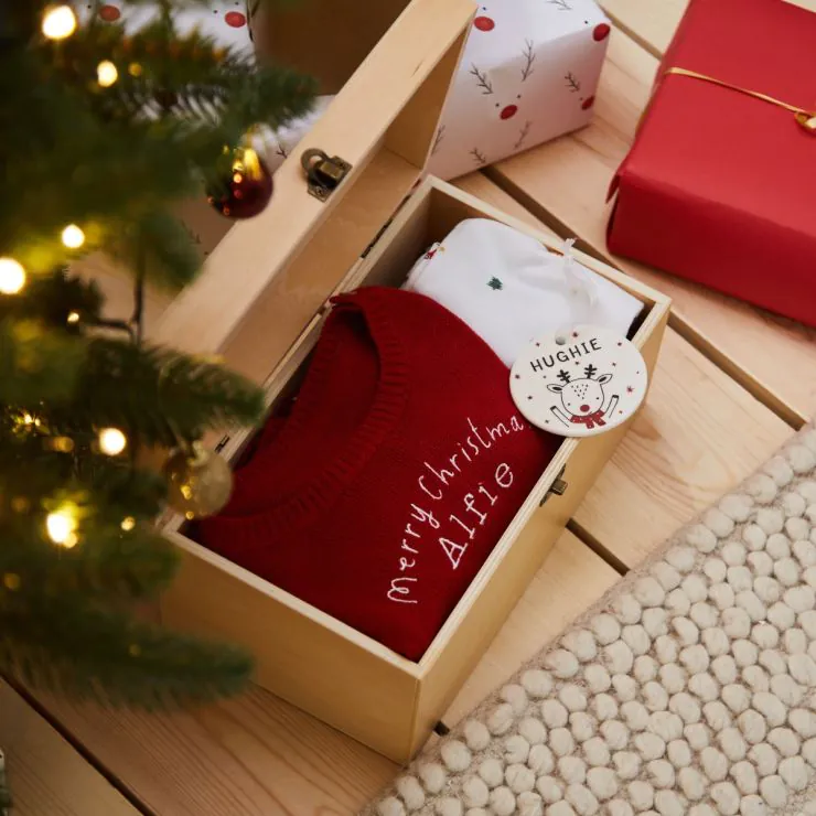 Personalised Red Reindeer Christmas Eve Box