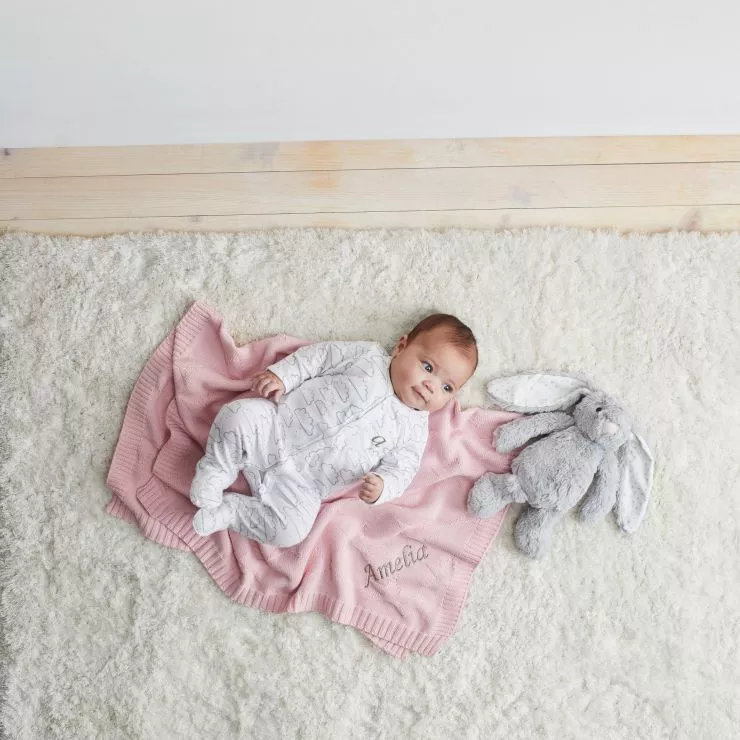 Personalised Pink Star Jacquard Blanket Model