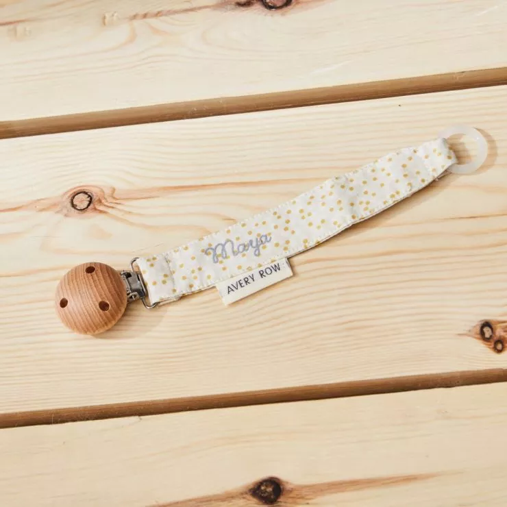 Personalised Yellow Daisy Print Avery Row Dummy Holder