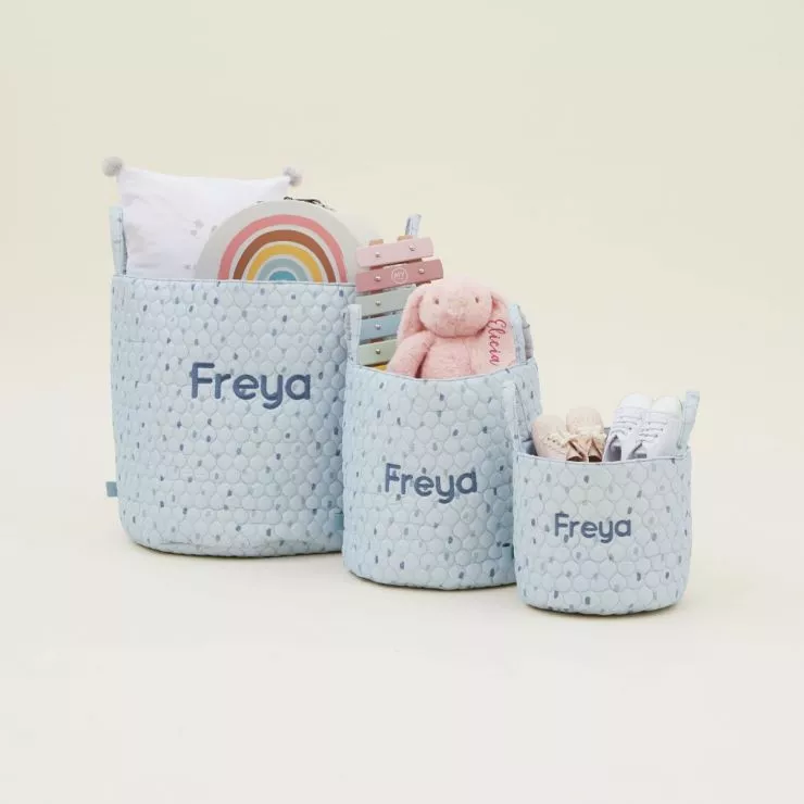 Personalised Large Blue Polka Dot Storage Bag