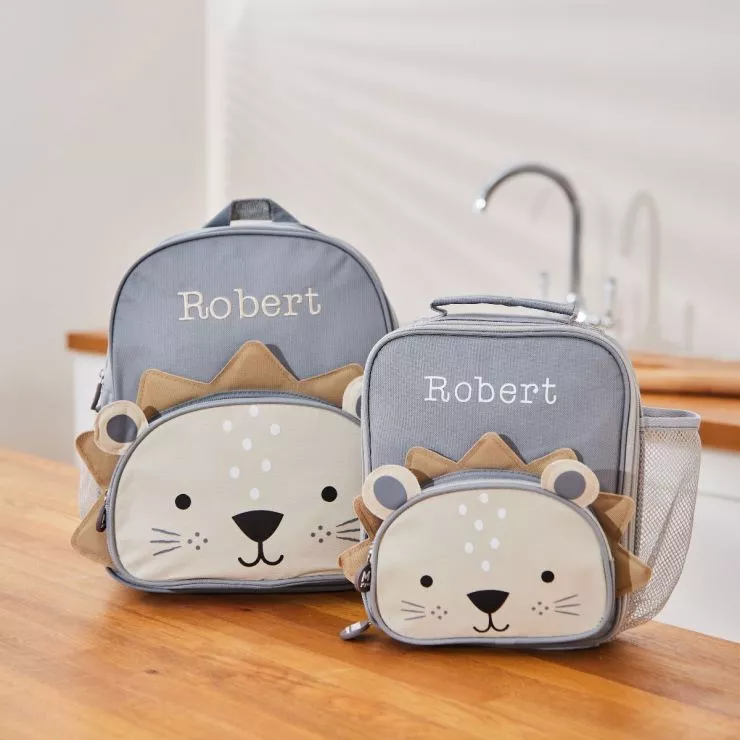 Personalised Lion Backpack & Lunch Bag Gift Set